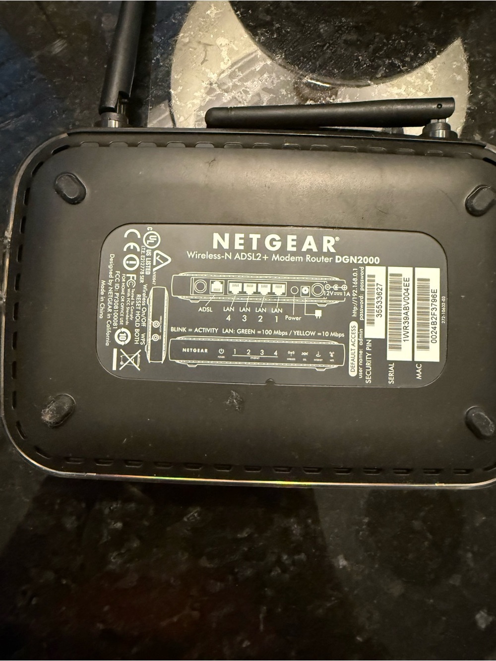 NETGEAR Black Wireless-N ADSL2+ Modem Router with External Antennas - Picture 2 of 2